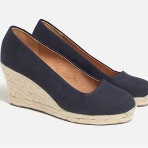 J Crew Wedge espadrilles Navy Canvas - Sz 8 1/2 EUC